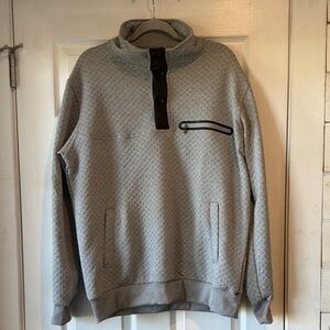 Men's Quilted Zip-Up Sweater - Light Gray